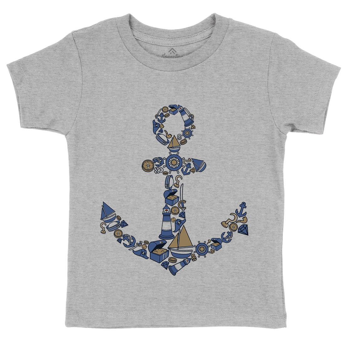 Anchor Kids Crew Neck T-Shirt Navy C479