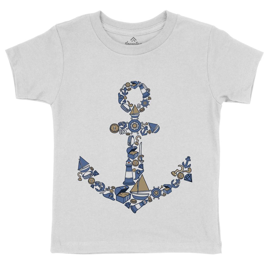 Anchor Kids Crew Neck T-Shirt Navy C479
