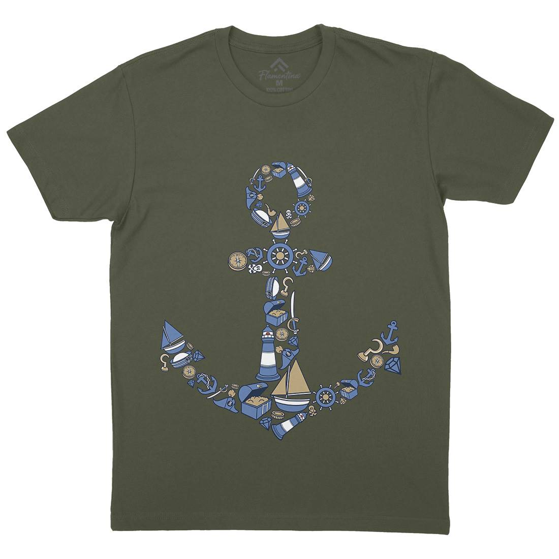 Anchor Mens Organic Crew Neck T-Shirt Navy C479