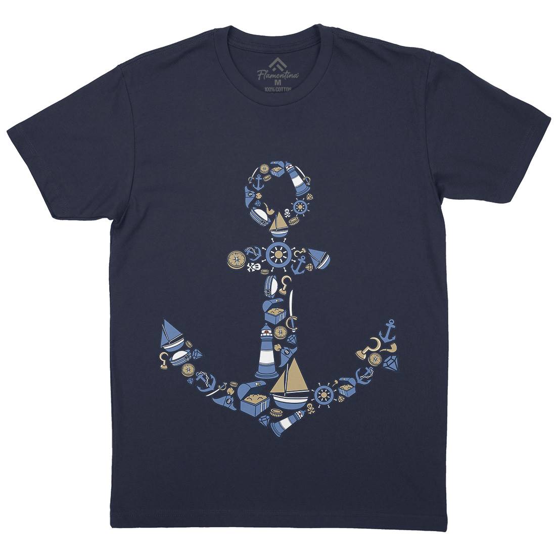 Anchor Mens Organic Crew Neck T-Shirt Navy C479