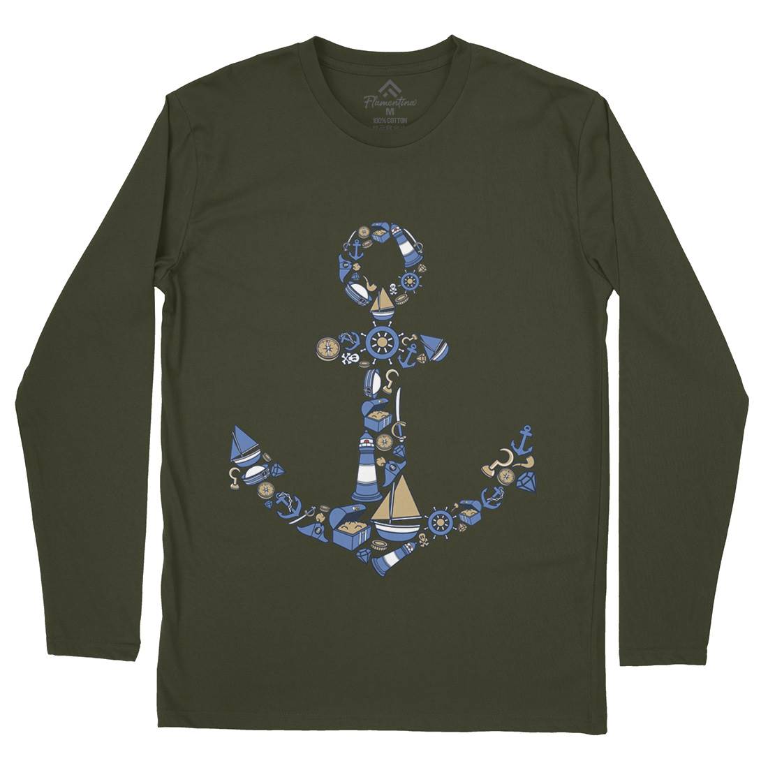 Anchor Mens Long Sleeve T-Shirt Navy C479