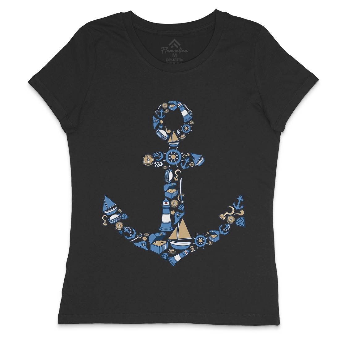 Anchor Womens Crew Neck T-Shirt Navy C479