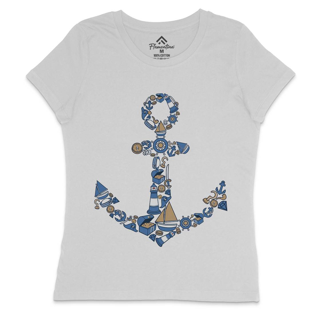 Anchor Womens Crew Neck T-Shirt Navy C479