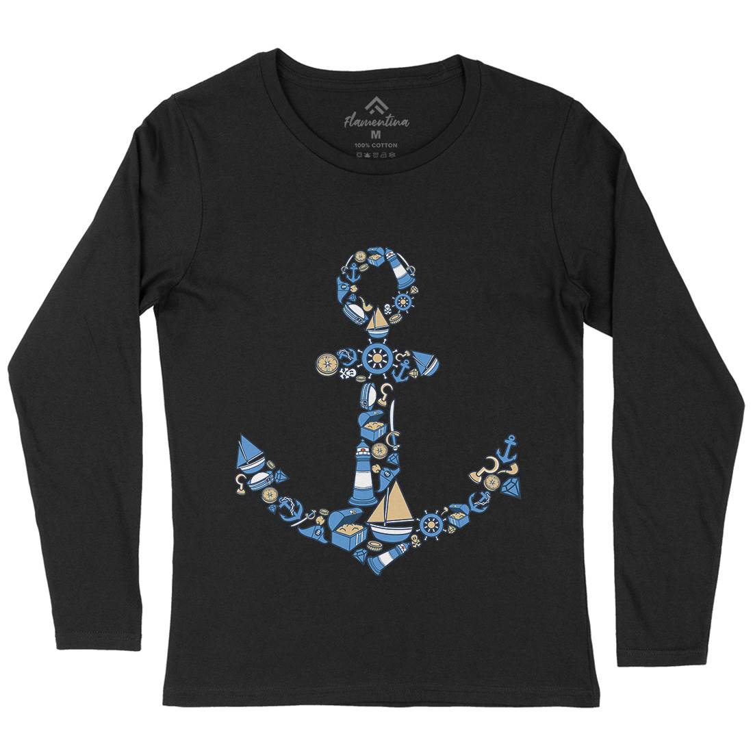 Anchor Womens Long Sleeve T-Shirt Navy C479
