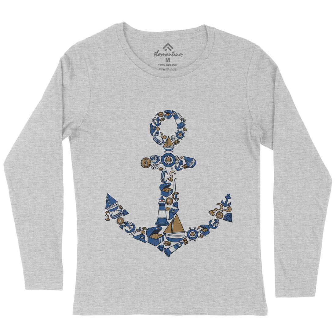 Anchor Womens Long Sleeve T-Shirt Navy C479