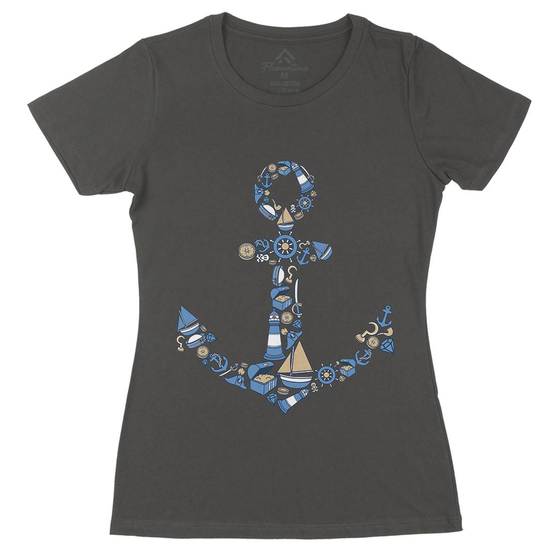 Anchor Womens Organic Crew Neck T-Shirt Navy C479
