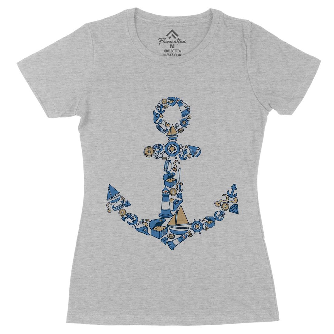 Anchor Womens Organic Crew Neck T-Shirt Navy C479