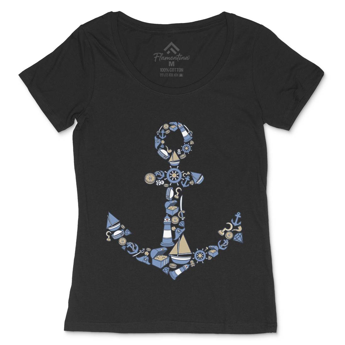 Anchor Womens Scoop Neck T-Shirt Navy C479