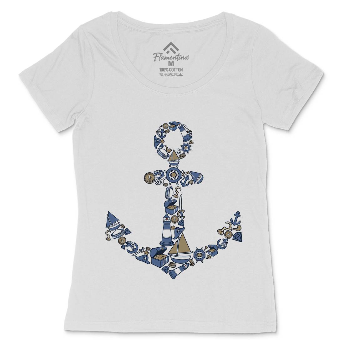 Anchor Womens Scoop Neck T-Shirt Navy C479