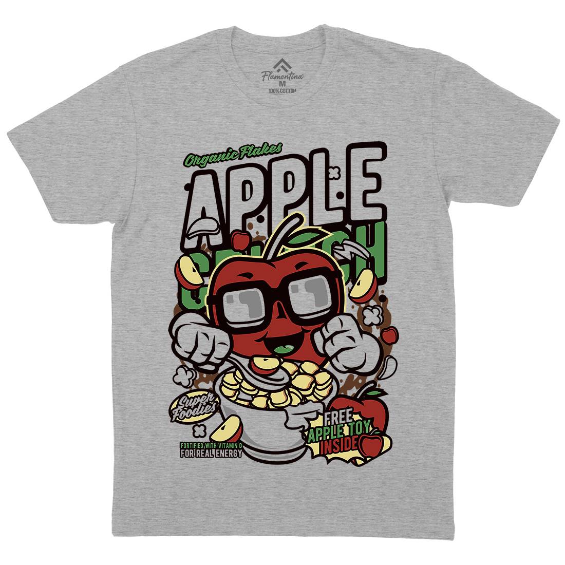 Apple Crunch Mens Organic Crew Neck T-Shirt Food C480