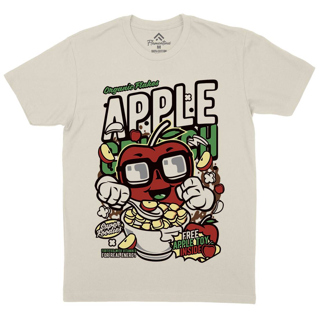 Apple Crunch Mens Organic Crew Neck T-Shirt Food C480