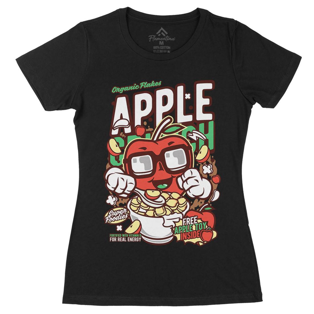 Apple Crunch Womens Organic Crew Neck T-Shirt Food C480