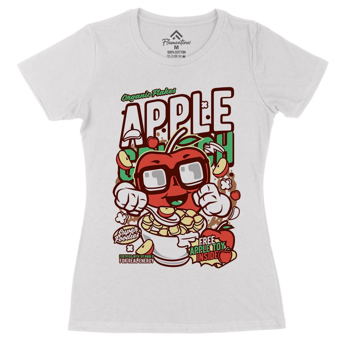 Apple Crunch Womens Organic Crew Neck T-Shirt Food C480