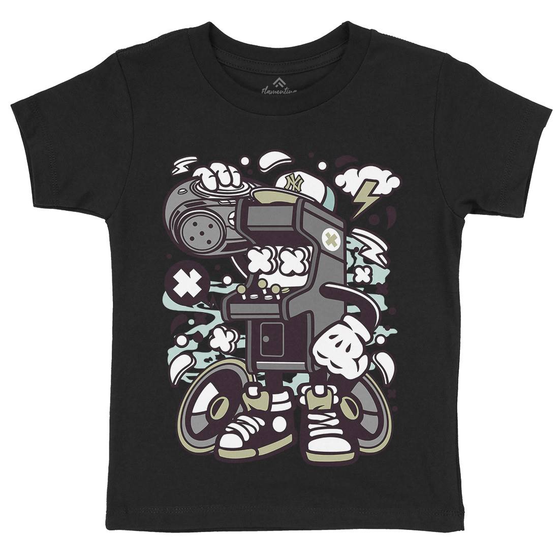 Arcade Game Boombox Kids Crew Neck T-Shirt Geek C481