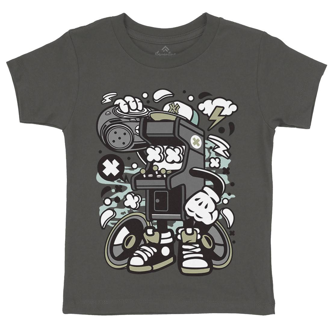 Arcade Game Boombox Kids Organic Crew Neck T-Shirt Geek C481