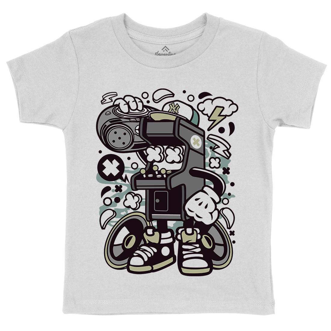 Arcade Game Boombox Kids Organic Crew Neck T-Shirt Geek C481