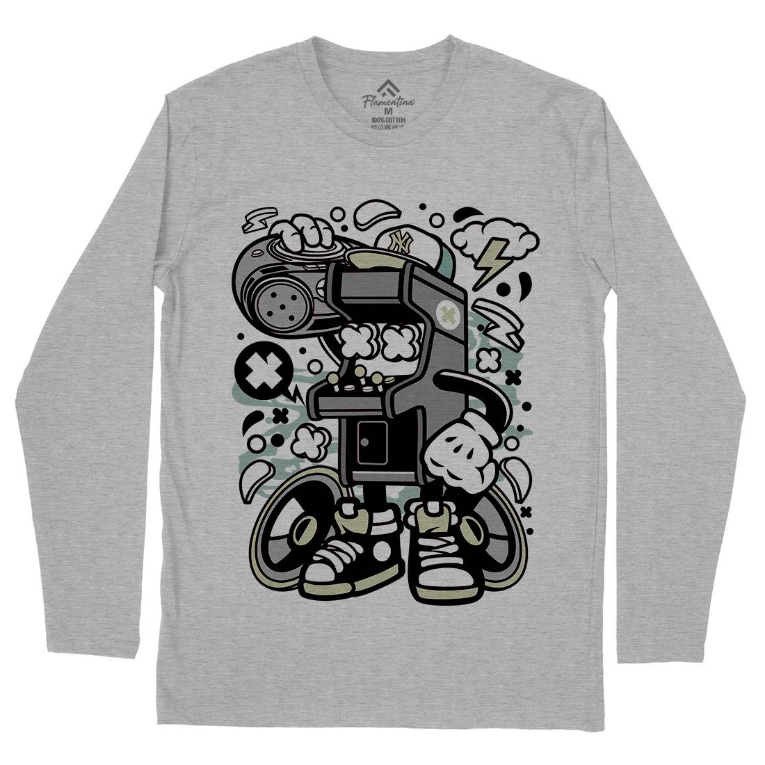 Arcade Game Boombox Mens Long Sleeve T-Shirt Geek C481