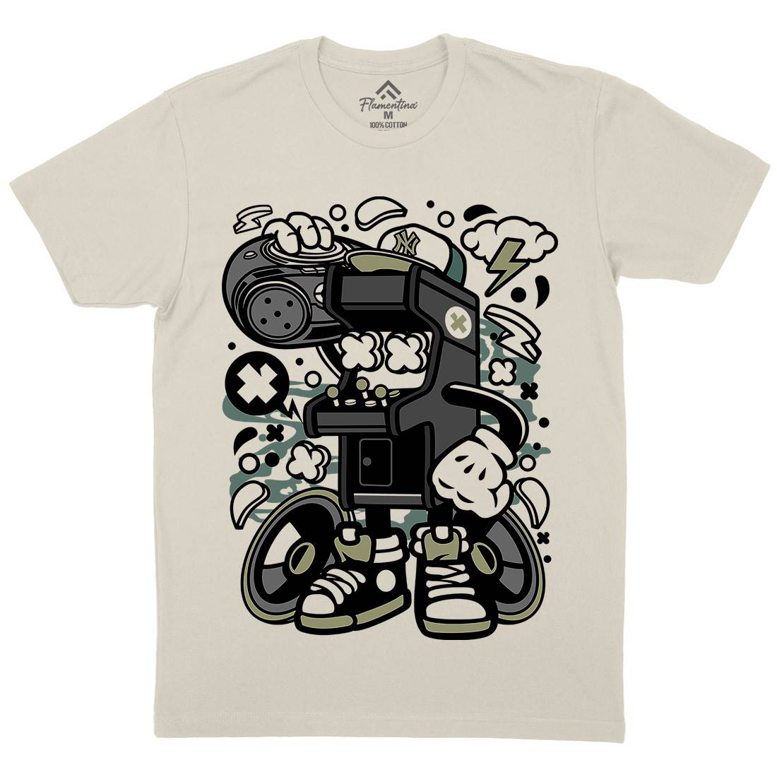 Arcade Game Boombox Mens Organic Crew Neck T-Shirt Geek C481
