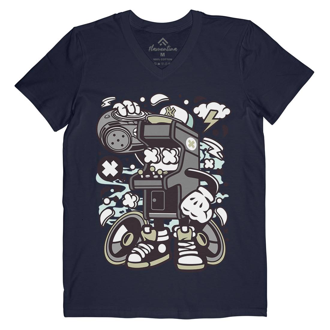 Arcade Game Boombox Mens Organic V-Neck T-Shirt Geek C481