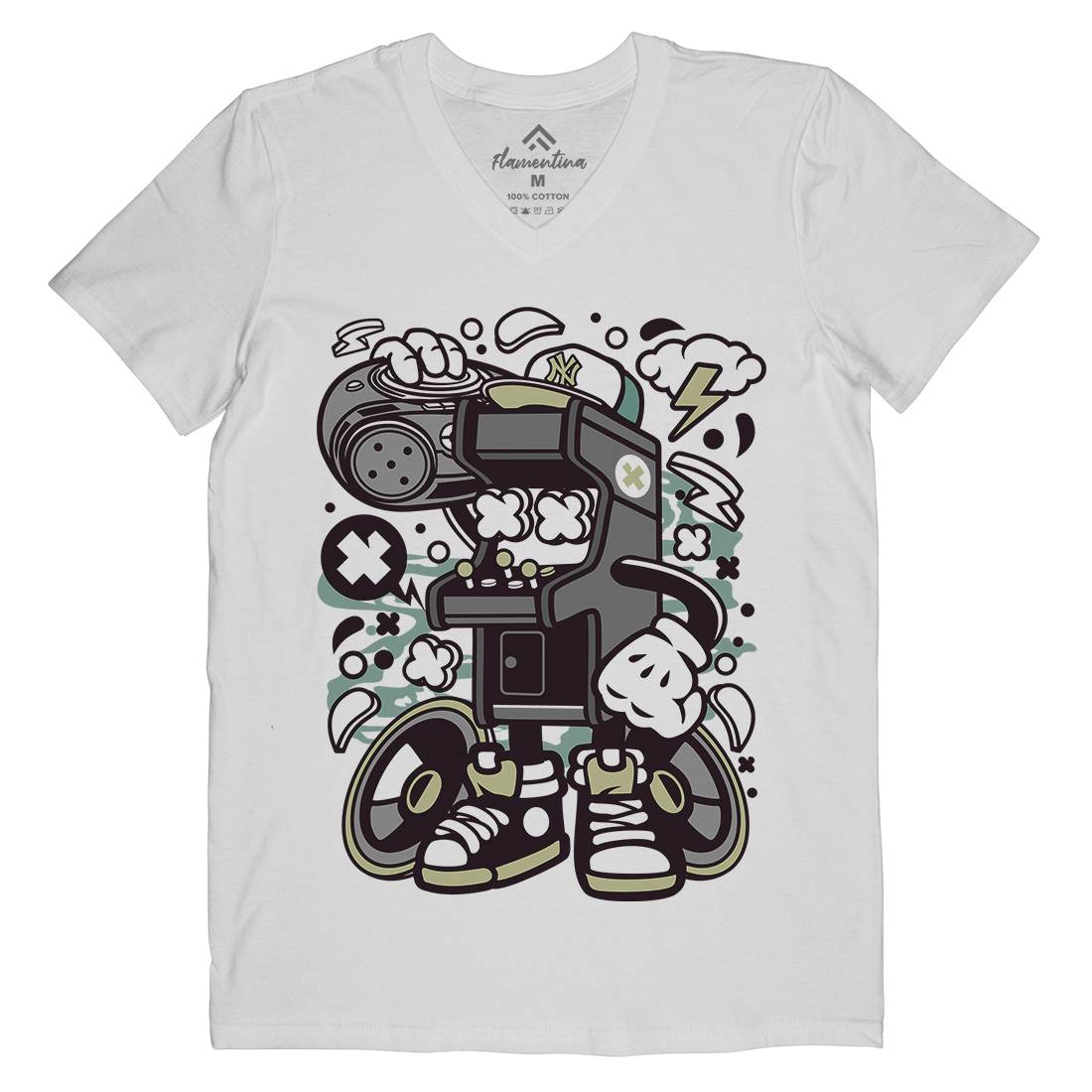 Arcade Game Boombox Mens Organic V-Neck T-Shirt Geek C481