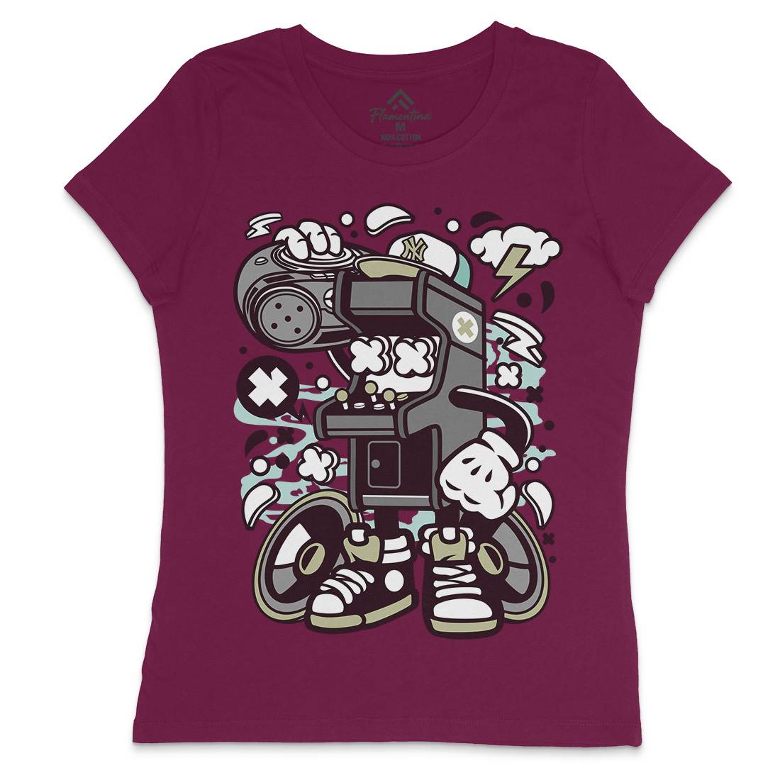 Arcade Game Boombox Womens Crew Neck T-Shirt Geek C481