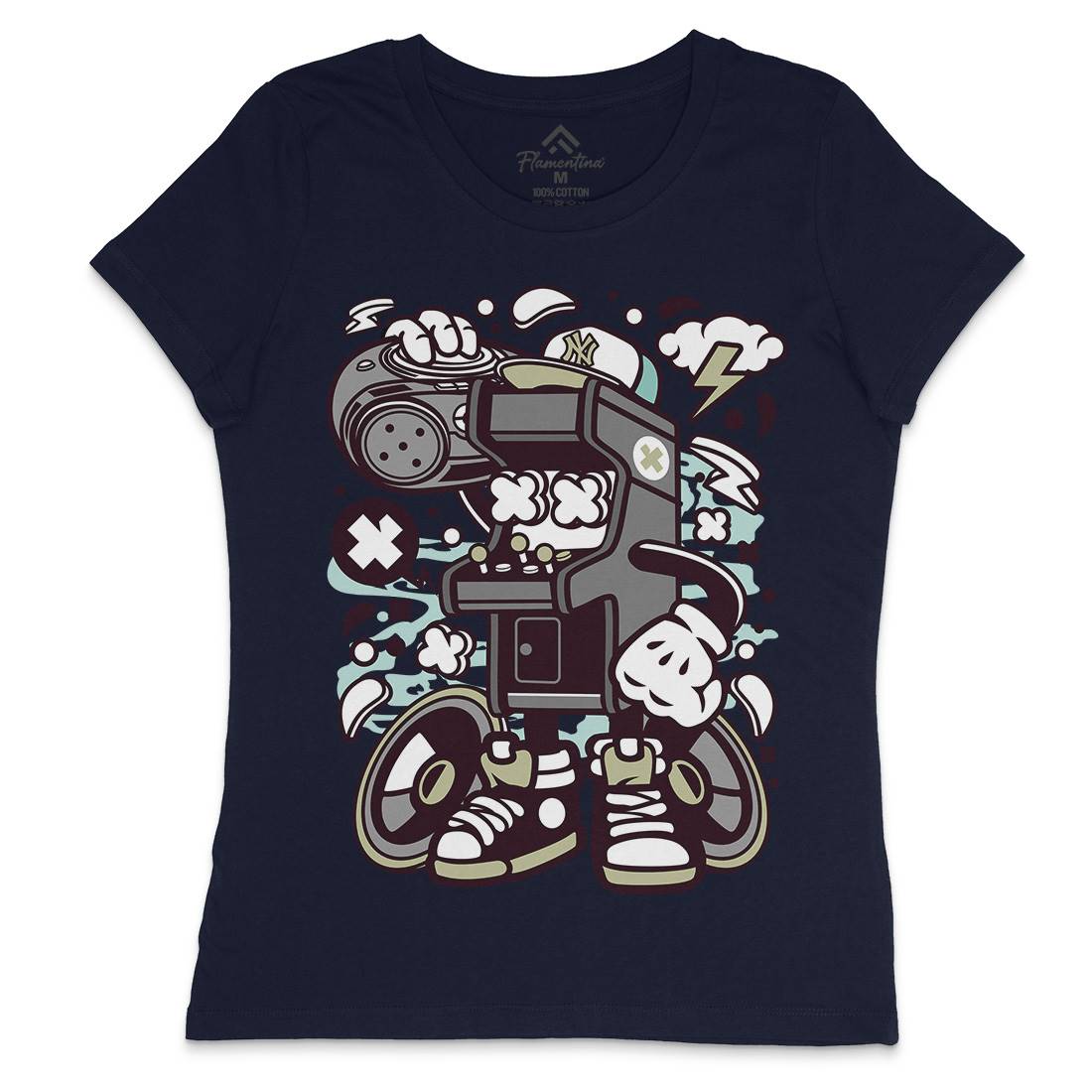 Arcade Game Boombox Womens Crew Neck T-Shirt Geek C481