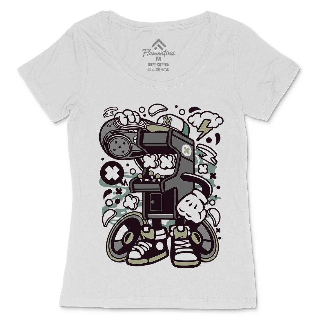 Arcade Game Boombox Womens Scoop Neck T-Shirt Geek C481