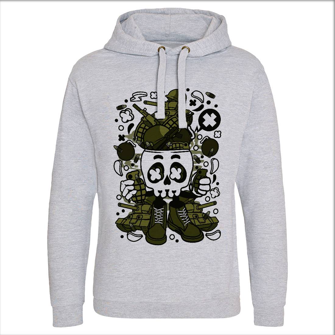 Skull Head Mens Hoodie Without Pocket Army C482