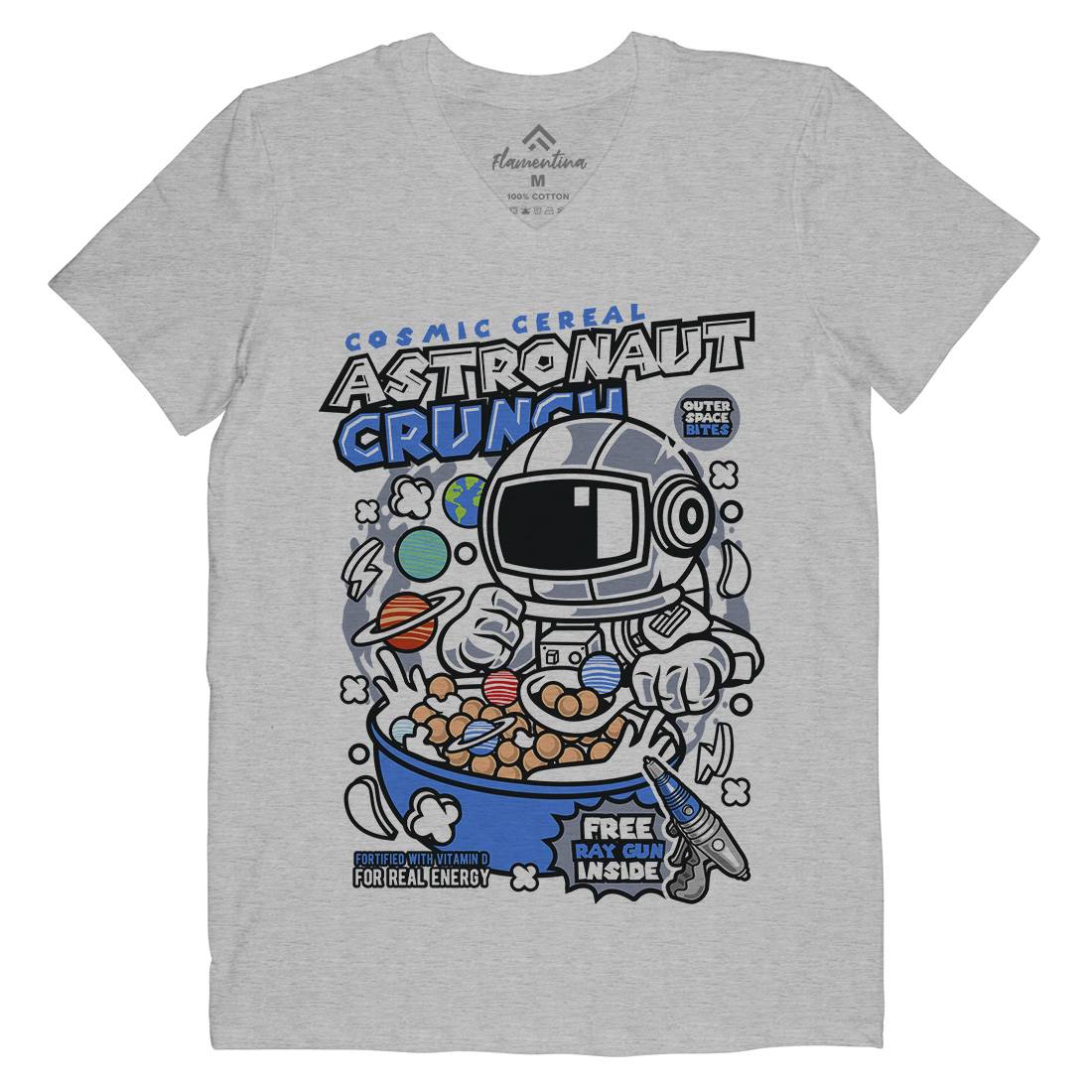 Astronaut Crunch Mens Organic V-Neck T-Shirt Food C483