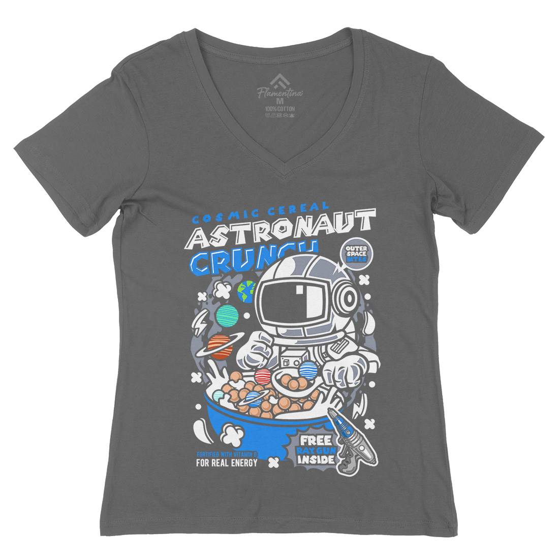 Astronaut Crunch Womens Organic V-Neck T-Shirt Food C483