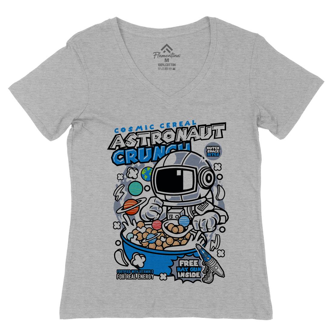 Astronaut Crunch Womens Organic V-Neck T-Shirt Food C483