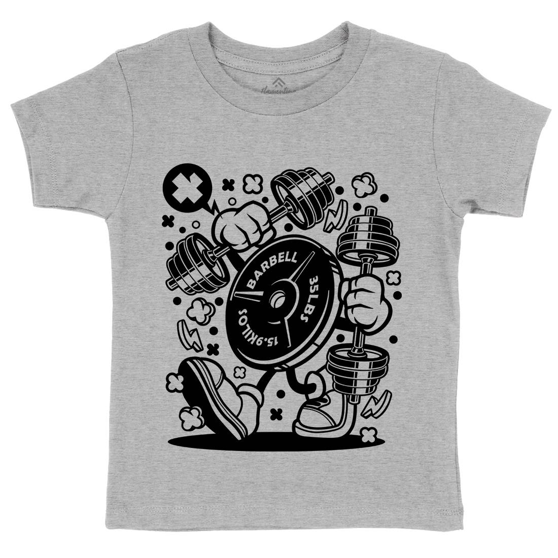 Barbell Plate Kids Organic Crew Neck T-Shirt Gym C484