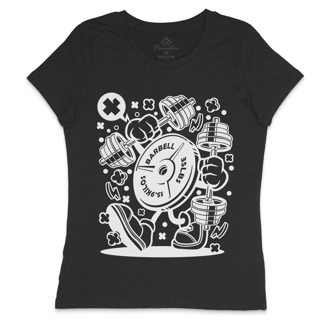 Barbell Plate Womens Crew Neck T-Shirt Gym C484
