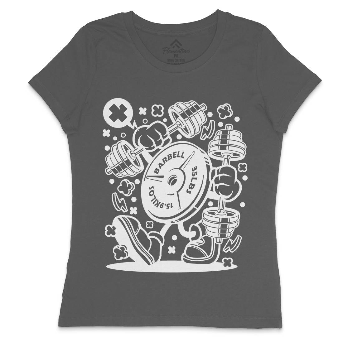 Barbell Plate Womens Crew Neck T-Shirt Gym C484