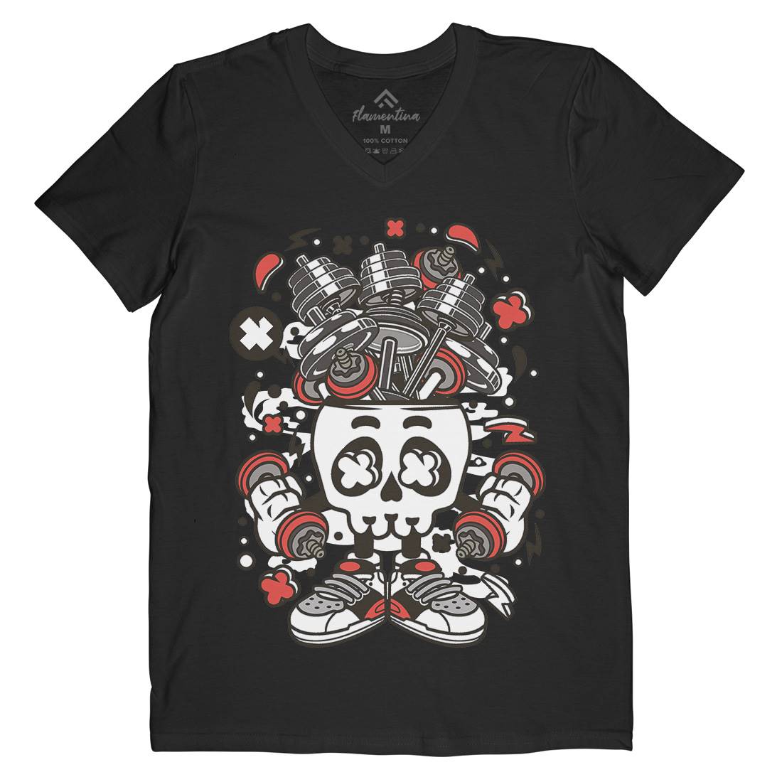 Barber Skull Head Mens Organic V-Neck T-Shirt Barber C485