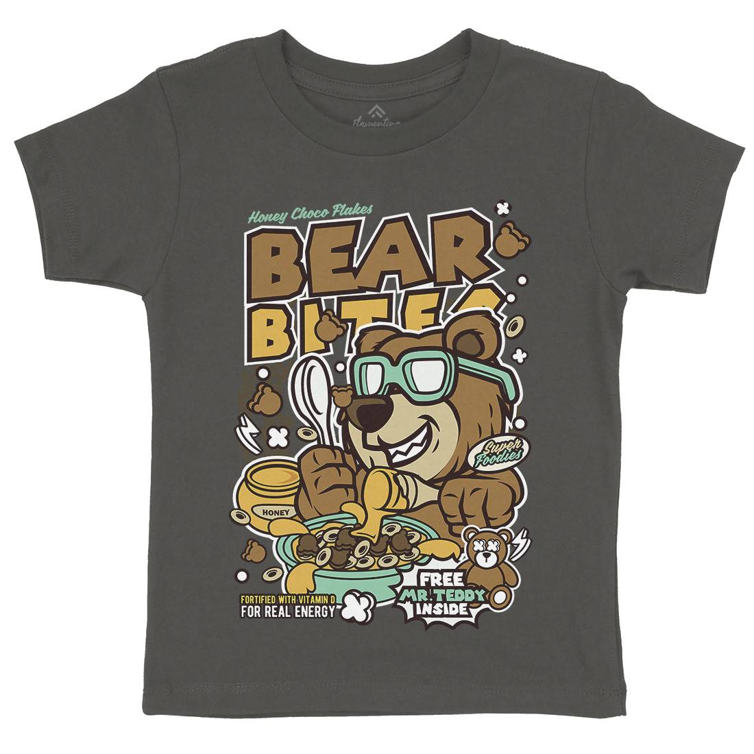Bear Bites Kids Crew Neck T-Shirt Food C488