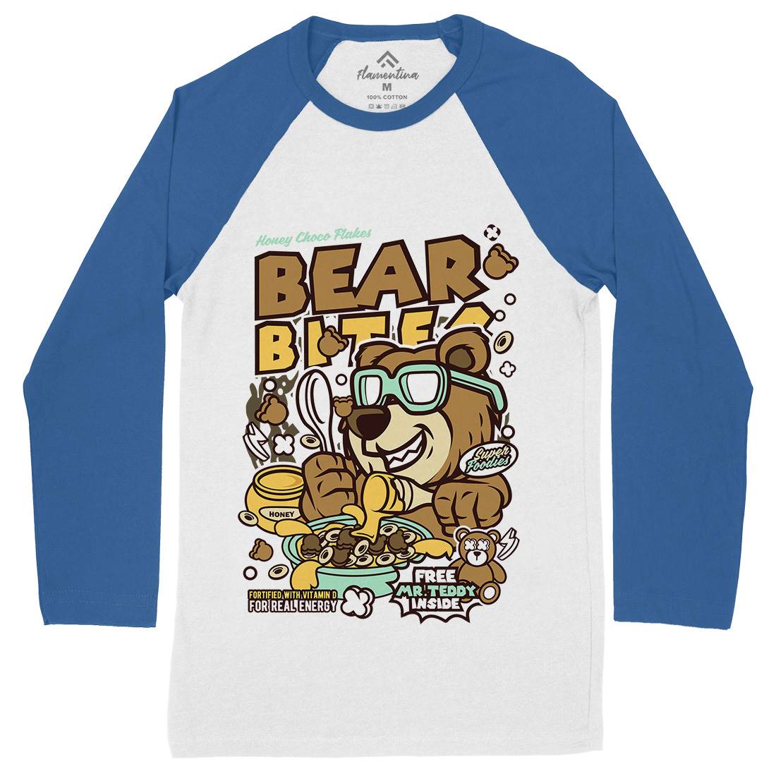Bear Bites Mens Long Sleeve Baseball T-Shirt Food C488