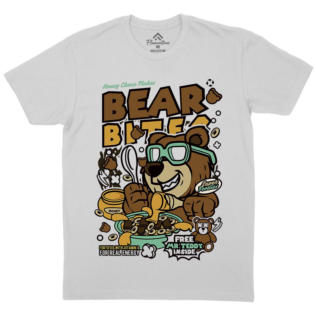 Bear Bites Mens Crew Neck T-Shirt Food C488