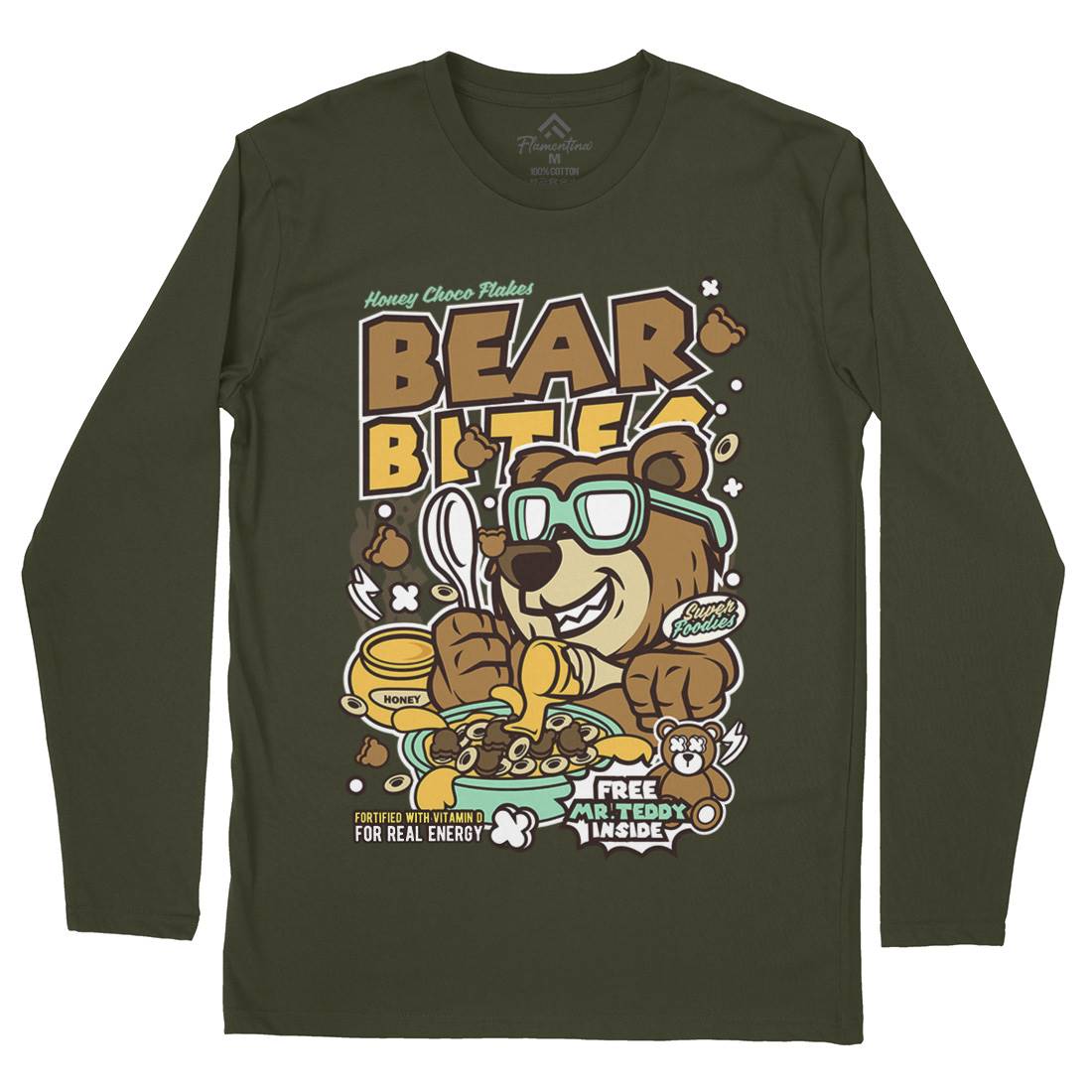 Bear Bites Mens Long Sleeve T-Shirt Food C488