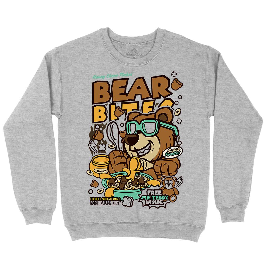Bear Bites Mens Crew Neck Sweatshirt Food C488