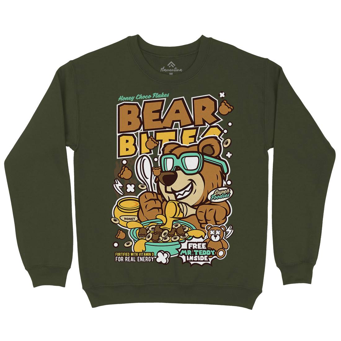 Bear Bites Mens Crew Neck Sweatshirt Food C488