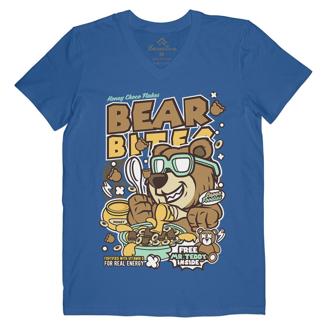 Bear Bites Mens V-Neck T-Shirt Food C488