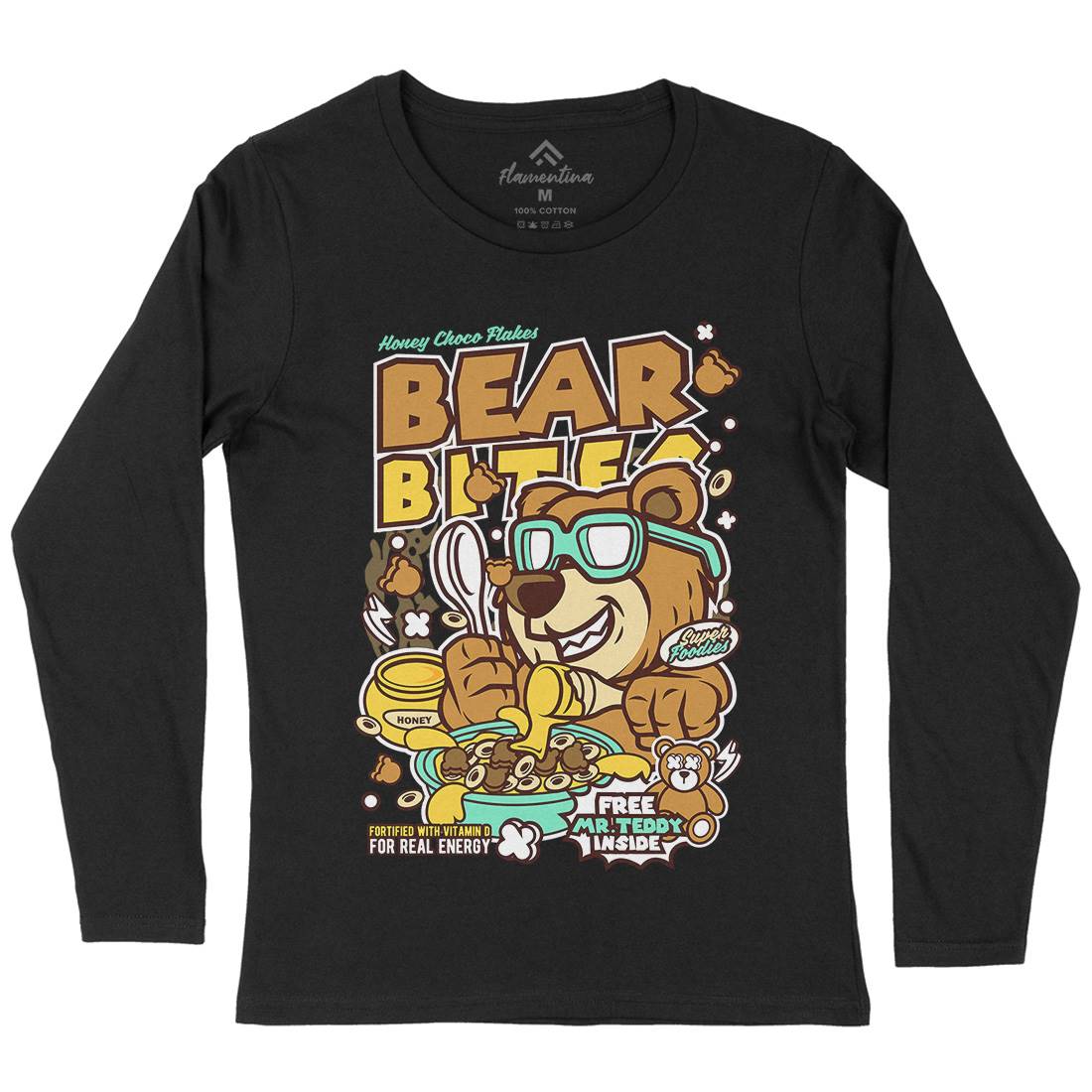 Bear Bites Womens Long Sleeve T-Shirt Food C488