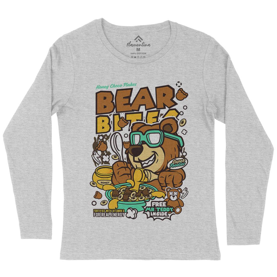 Bear Bites Womens Long Sleeve T-Shirt Food C488