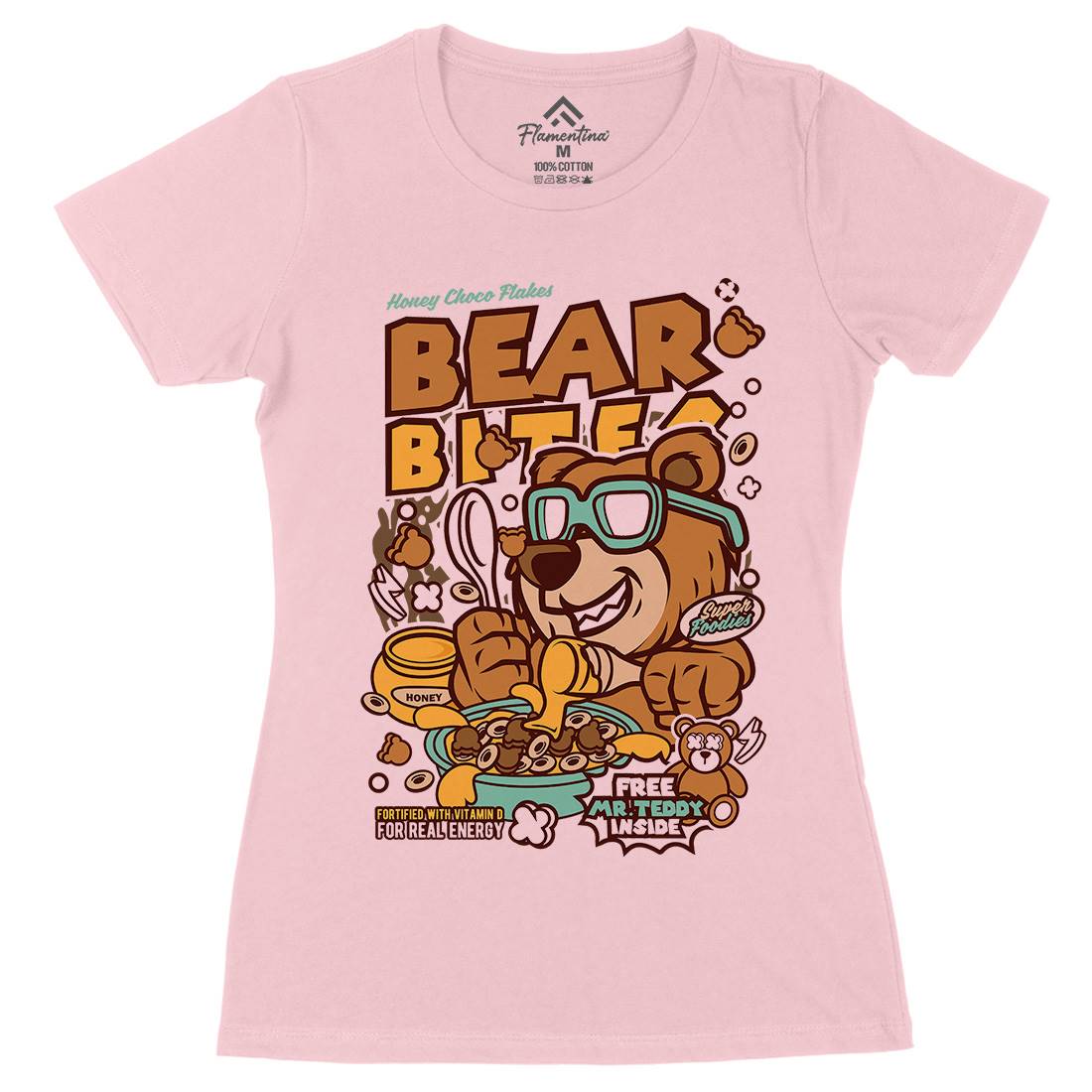 Bear Bites Womens Organic Crew Neck T-Shirt Food C488