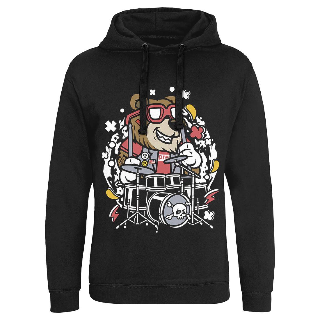 Bear Drummer Mens Hoodie Without Pocket Music C489
