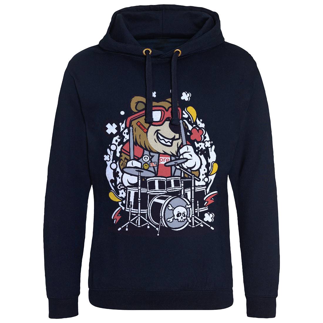 Bear Drummer Mens Hoodie Without Pocket Music C489
