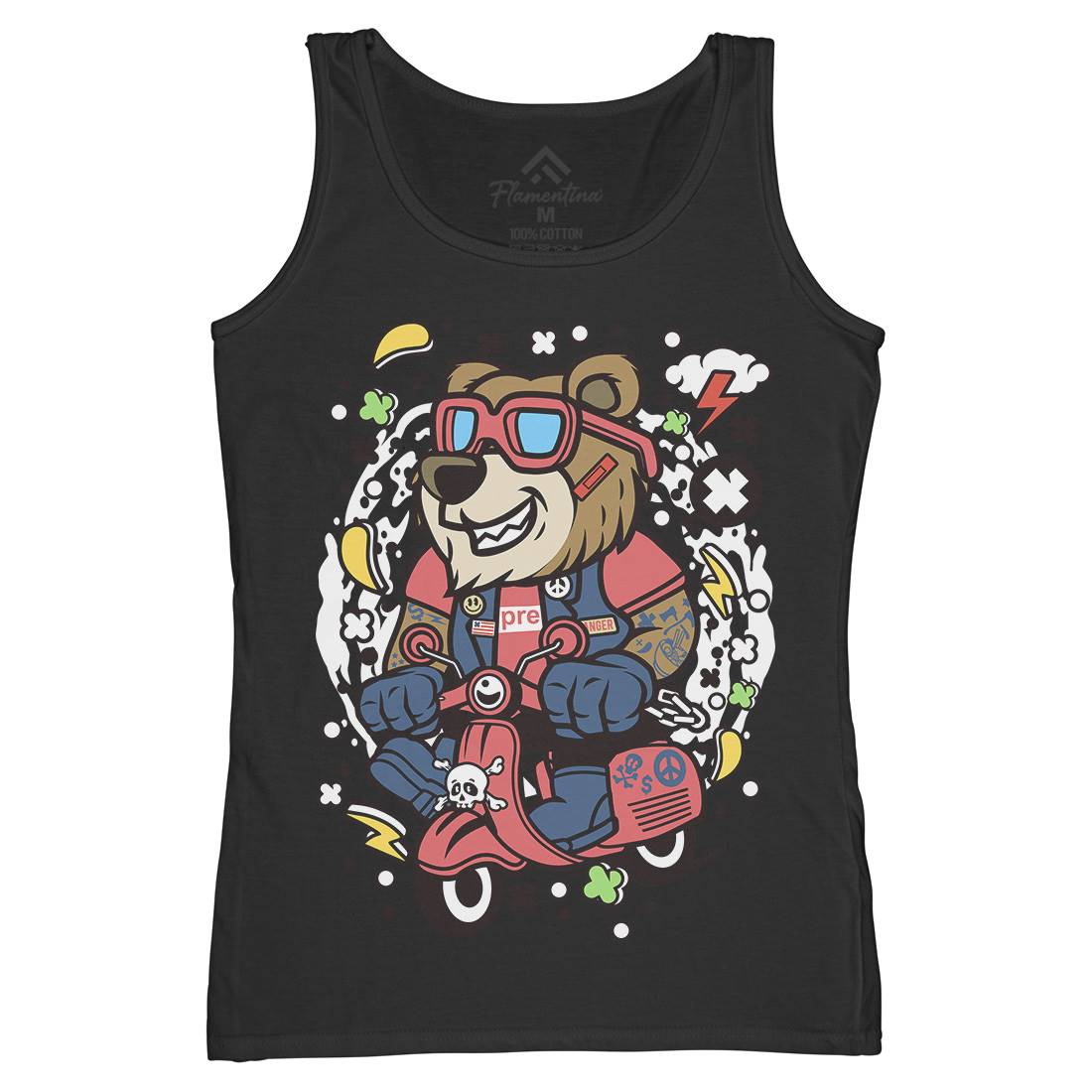 Bear Scooter Womens Organic Tank Top Vest Motorcycles C491