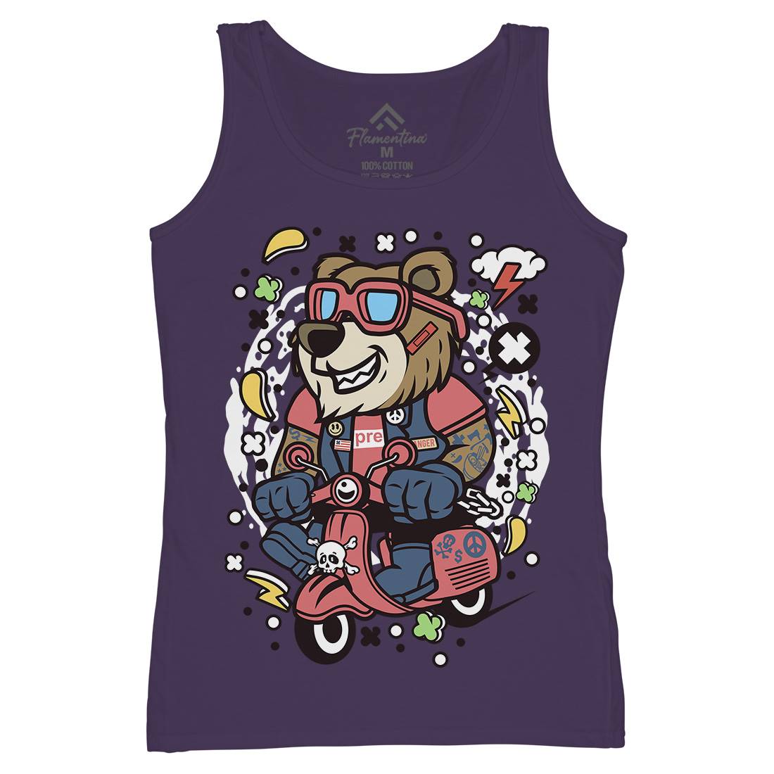 Bear Scooter Womens Organic Tank Top Vest Motorcycles C491
