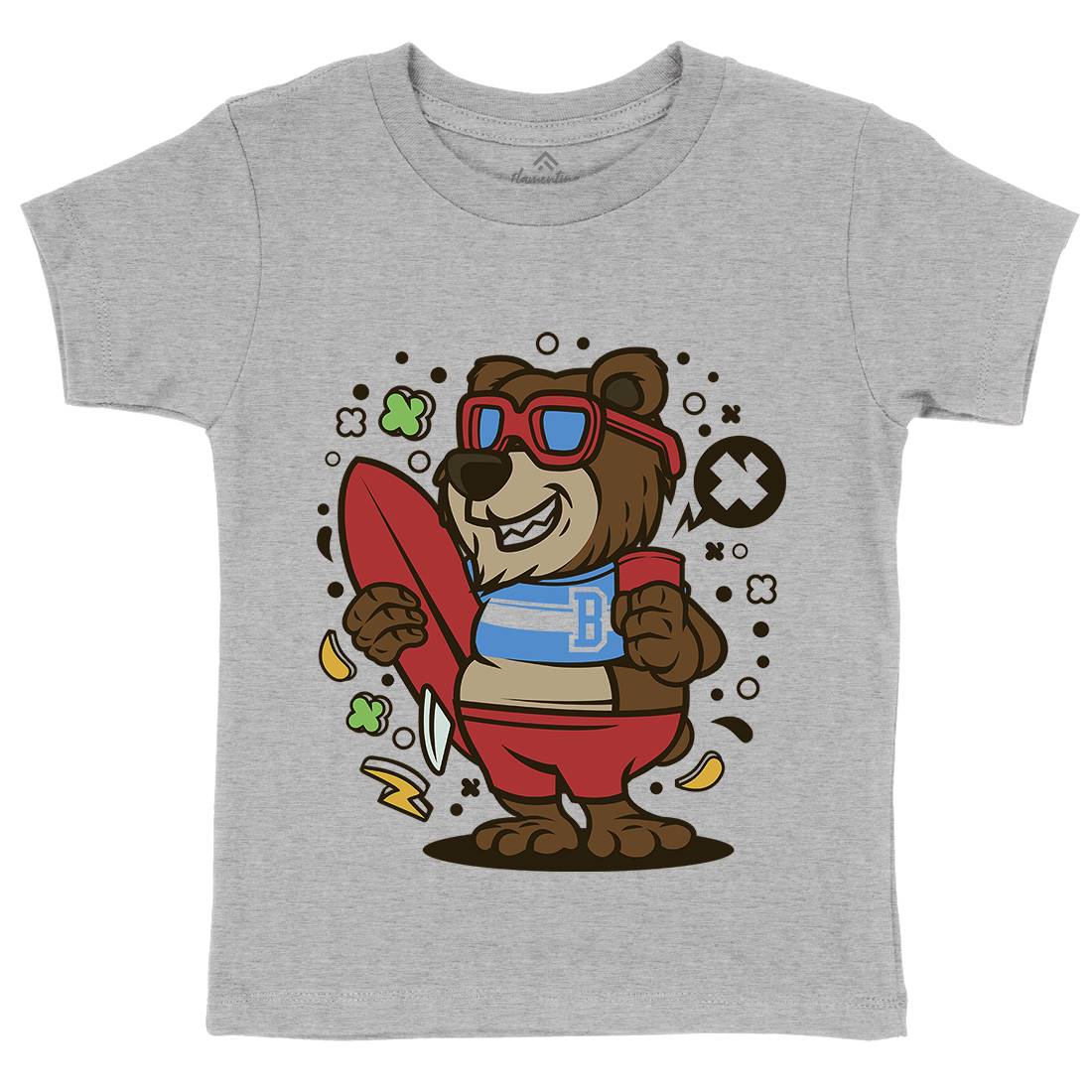 Bear Surfing Kids Crew Neck T-Shirt Surf C492